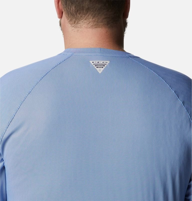 Men's Columbia PFG Terminal Deflector Long Sleeve Sweatshirts Light Blue | Plus Size CA-Y6180
